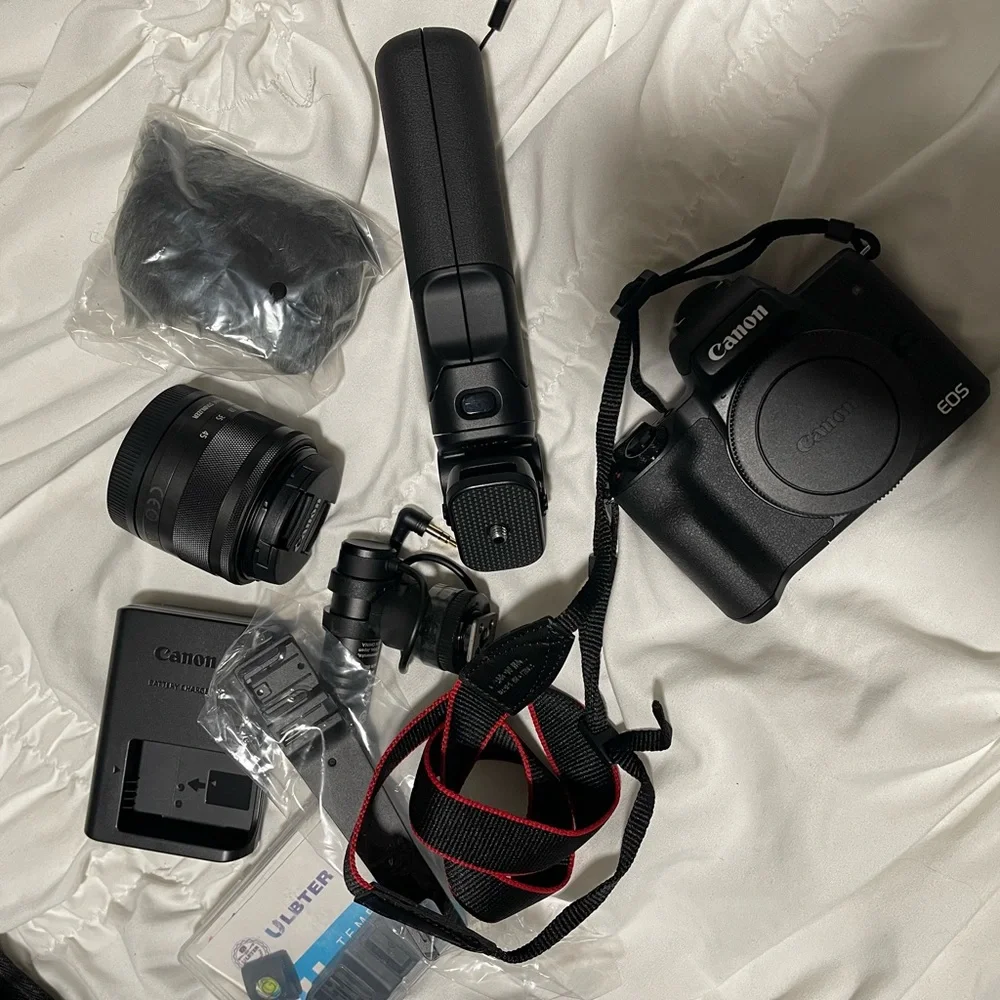 Canon Black Digital Camera with Lens and Grip
